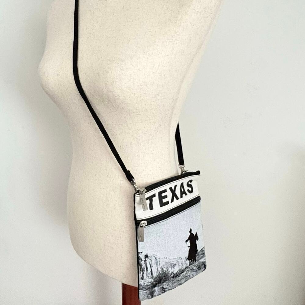 Robin Ruth Texas Crossbody Bag Black & White Cowboy Horse Graphic Travel Purse